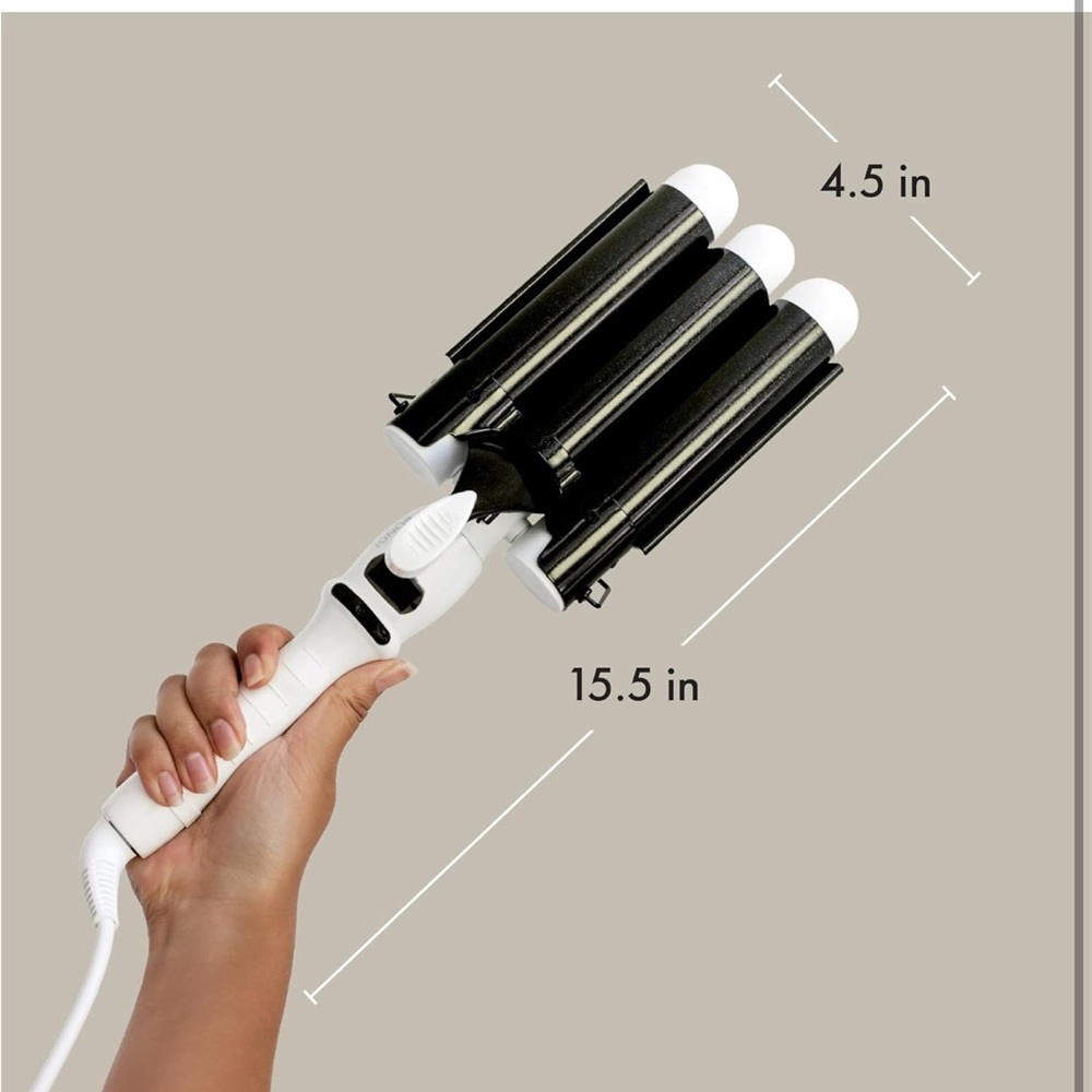 White and Black Triple Barrel Waver Hair Styling Iron